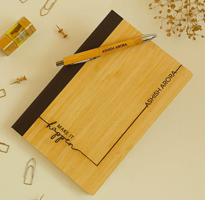 Personalised Bamboo Notebook N Pen SetPersonalised Bamboo Notebook N Pen Set