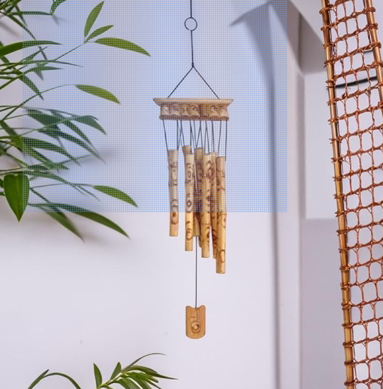 Plus Value Feng Shui Bamboo Wind Chimes Wooden for Positive Energy Home, Balcony, Garden, Office Decor | Peaceful Sound, Vastu-Friendly (8 Pipes, 31.5 Inch | 80 CM)