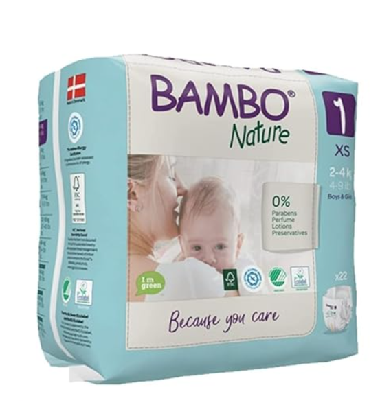 Bamboo Nature skin friendly tape Diaper -  Small (3 - 6 kg)