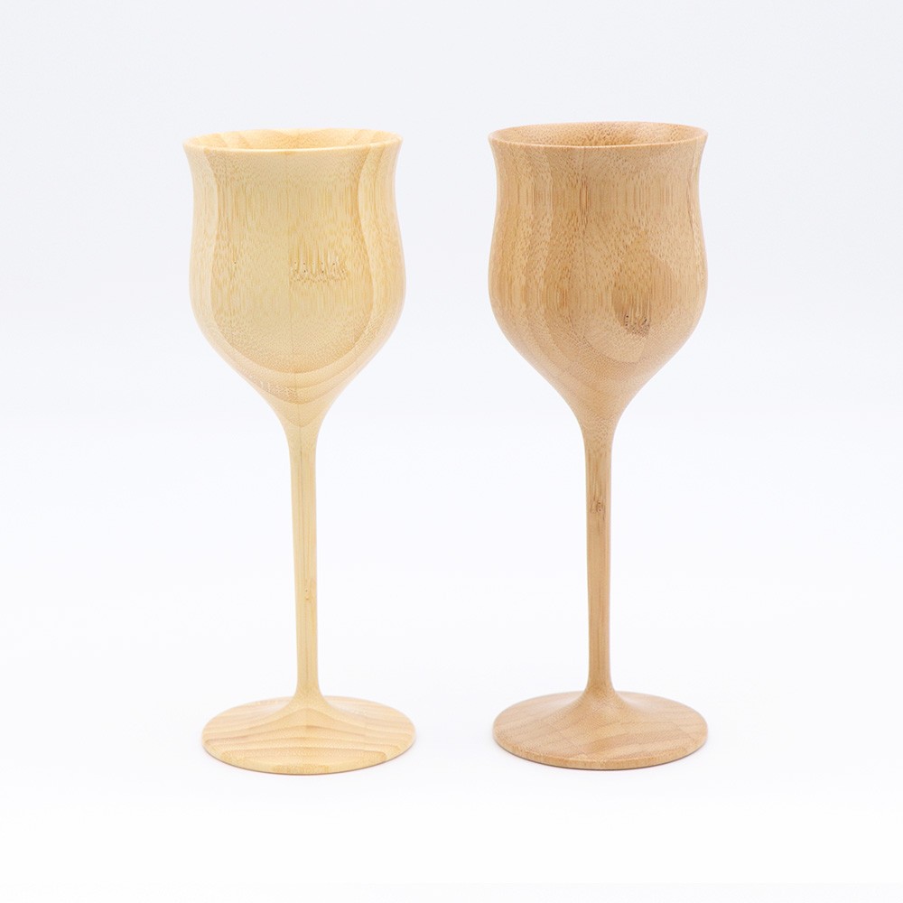 Bamboo Wine Glass White Brown φ2.8 x H7.9 inches (7 x 20 cm) Pair set